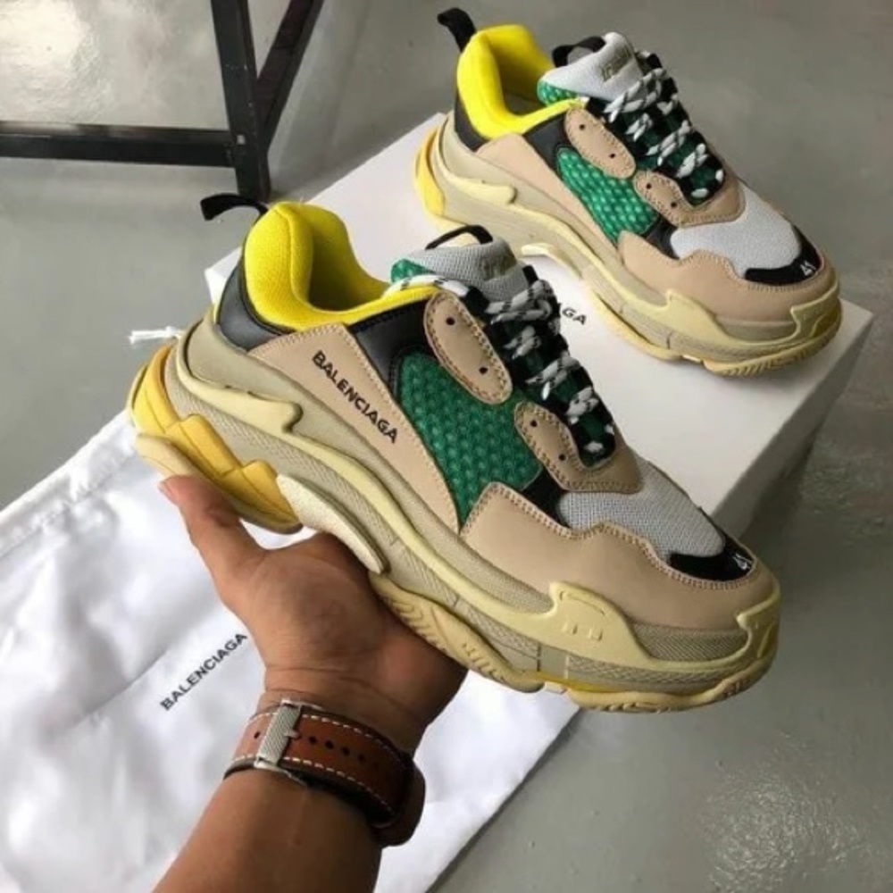 Balenciaga Triple S Sneaker Beige Green Yellow Size 9 US